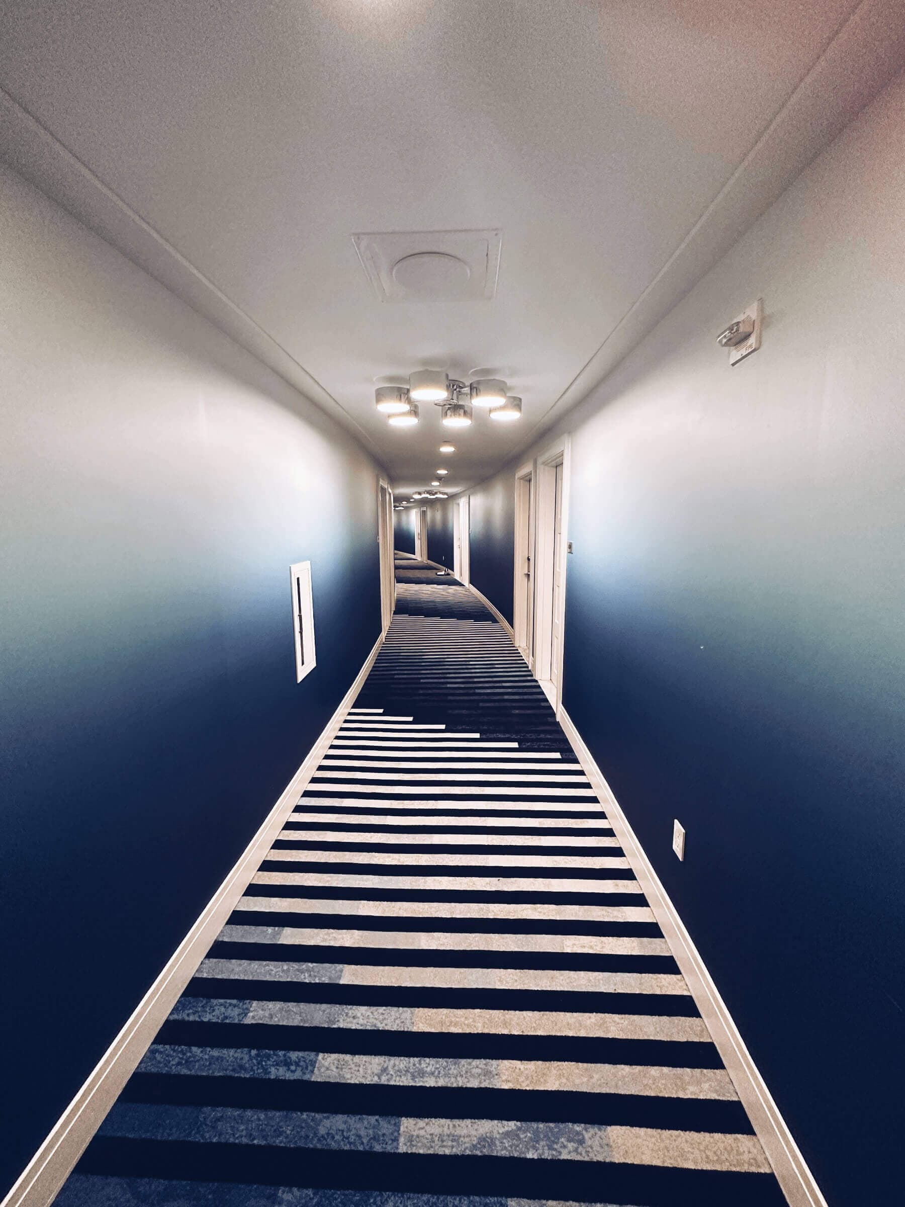 Corridor of Fontainebleau hotel, Miami, Florida.